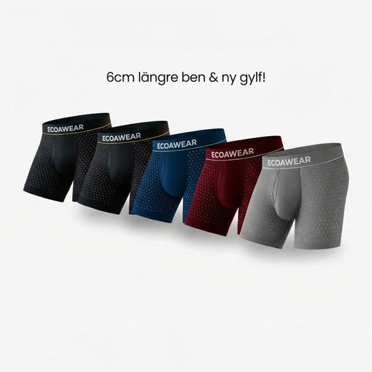 ECOAWEAR® Bambuboxers 5-Pack | 6cm längre ben + gylf!